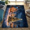 Christmas Snow Night Carpet Christmas Tree Snow Scene Cottage Living Room Bedroom Holiday Decorations