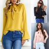 Solid Color Ladies Casual Tops Women Summer Loose Top Long Sleeve Blouse For Daily Wear