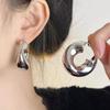 4Pcs New Retro Chunky C Shape Hoop Earrings Glossy Gold Plated Circle Round Tube Hoops Stacked Ear Jewelry Irregular Earrings