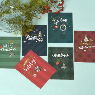 Christmas Greeting Card Creative Folding Gratitude Blessing Message Small Card Children's Birthday Invitation  6 In 1 Sets YNH-2202