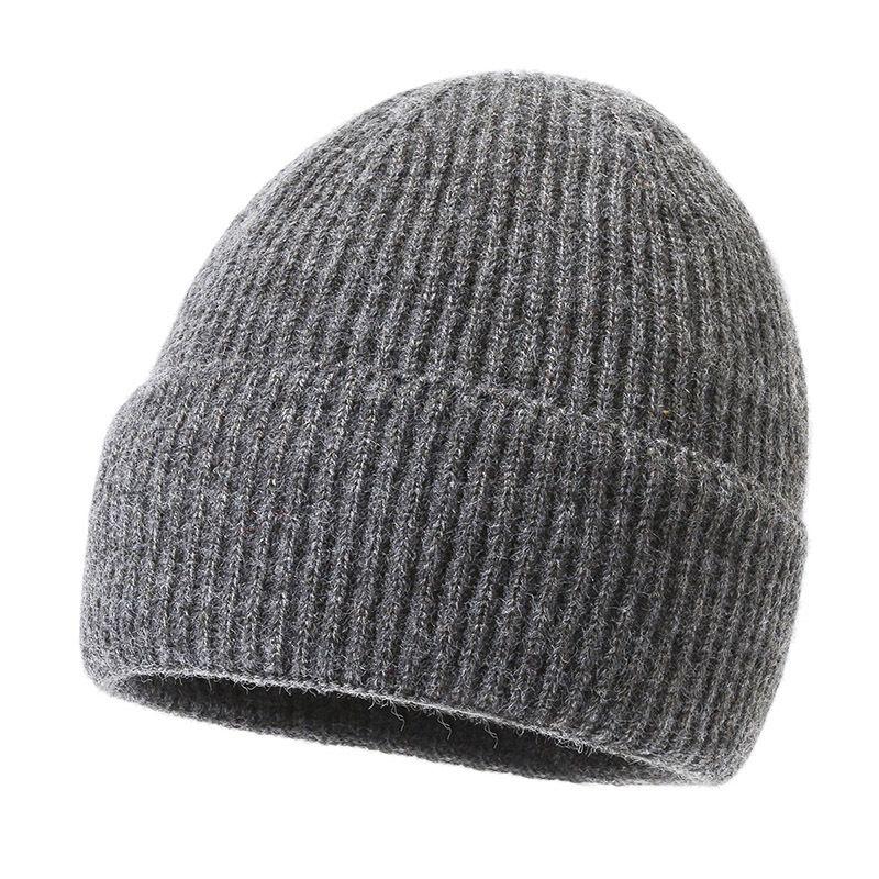 

Sports Style with Letters Hat Men s Autumn and Winter Knitting Wool Keep Warm Cold-Proof Yuppie Skullcap Fashion All-Match Couple Hat Dark gray