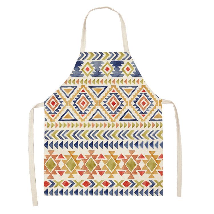 Mandala Geometric Printed Apron for Woman Home Cooking Baking Coffee Shop Cleaning Kitchen Cotton Linen Bibs