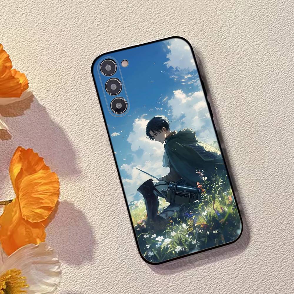 L-Levi A-Ackerman Anime Phone Case Black Silicone Soft For Samsung Galaxy A73,A72,A71,A70,A53,A52,A51