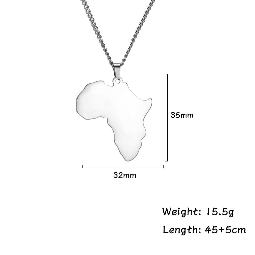 Myshape Punk Men Africa Map Pendant Necklace Golden Silver Color Stainless Steel Necklaces Box Chain Fashion African Map Jewelry