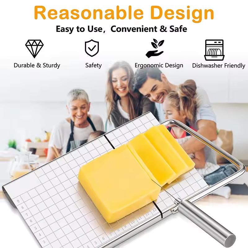 1Pc Cheese Slicer, Stainless Steel Cheese Cutter With Measurements, Heavy Duty Butter Cutter, Baking Tools, Kitchen Gadgets