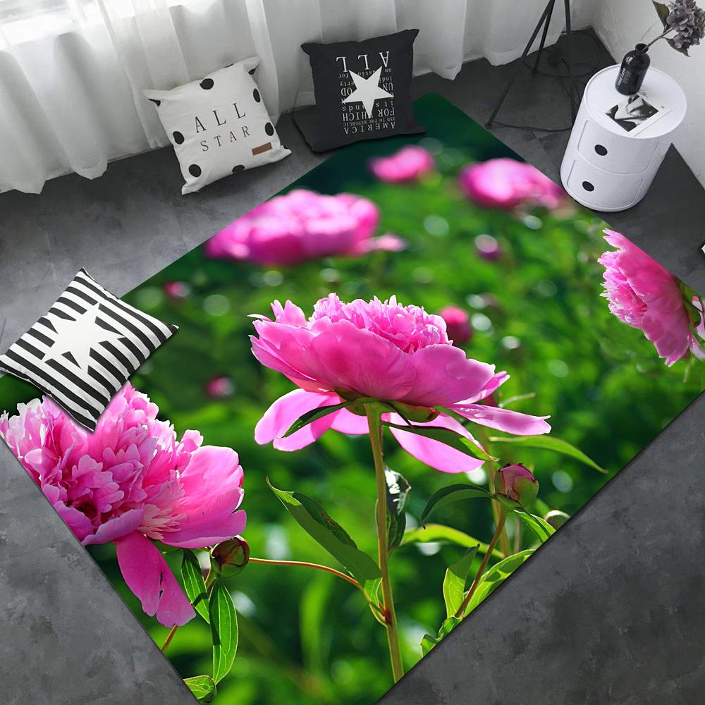 Różowo-fioletowy kwiat piwonii dywaniki pokojowe retro wielokrotny wybór dywan do salonu kuchni antypoślizgowy dywan powitalny