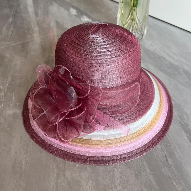 Hat Women'S Organza Sun Hat Middle-Aged And Elderly Sunscreen Folding Cool Hat Summer Travel Casual Versatile Beach