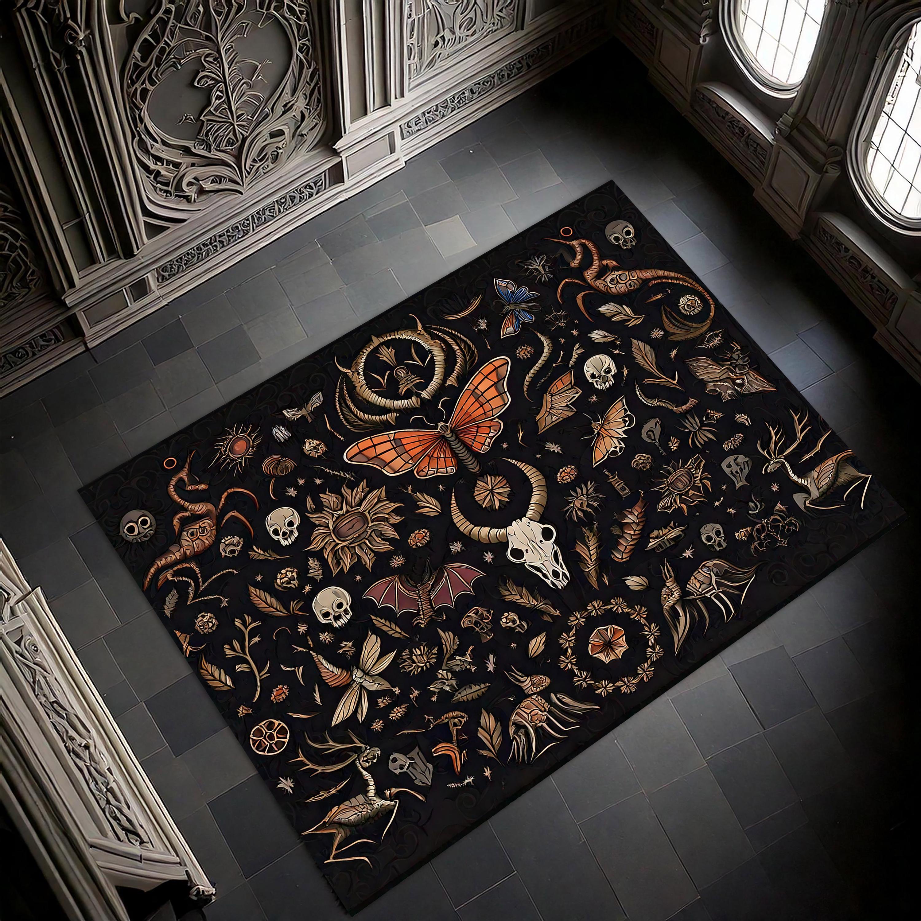 

1pc Black Gothic Witch Decor DoorMat , Non-slip Floor Mat , Suitable for Living Room , Bedroom , Bathroom , Holiday Home Decoration 40cm x 60cm