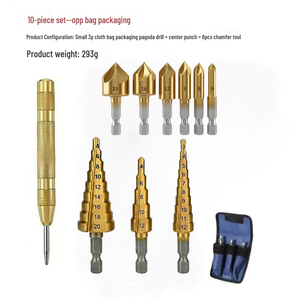 Three-Piece Titanium Step Drill Bit Set for Woodworking