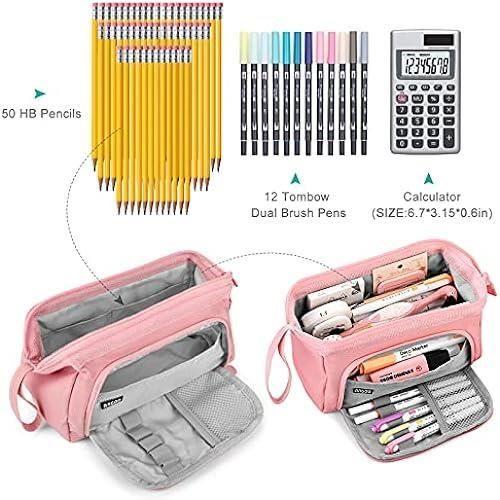 Trousse Scolaire Mamowla - Grande Capacité - Rose - Mixte - Enfant
