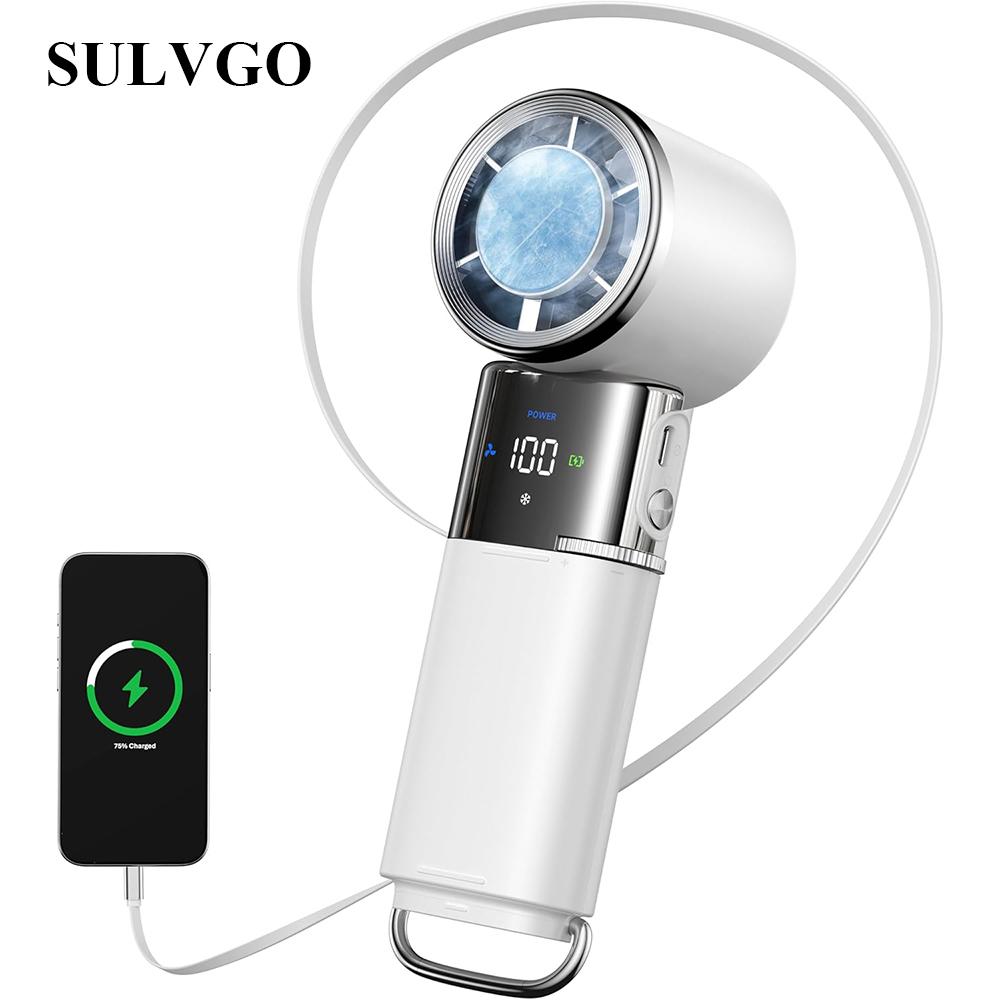 Commute/Home Office Instant Chill 3-in-1 Fan, 6000mAh Battery, 120° Rotation, Stepless Speed & Built-in Type-C Cable for Home