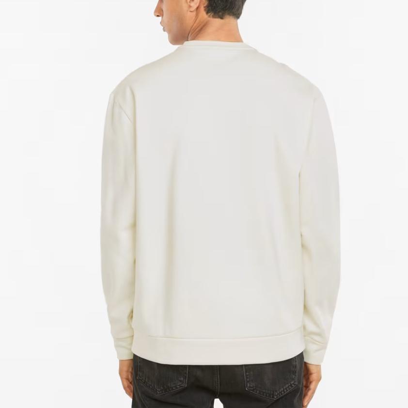 Men's PUMA Winterized Crew Logo Solid Color Fleece Lined Sports Knit Round Neck Pullover White 846545-73