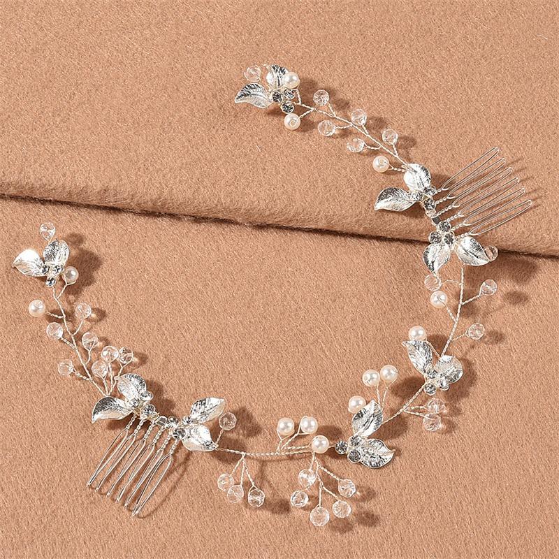 Pearl Leaf Comb Headband Women Tiara Headband Wedding Accessories Headband High Quality Exquisite Garment Accessories