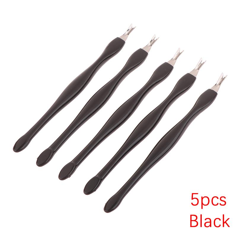 5Pcs Nail Cuticle Pusher Stainless Steel Nail Cuticle Remover Tools For Nail Dead Skin Fork Nipper Pusher Manicure Trimmer чёрный