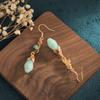 Vintage Chinoiserie Silver Earrings with Flower Jade
