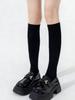 1 Pc Classic Black Velvet Calf Socks, Durable Breathable Hosiery Ideal For Jk Uniforms & Loafer Matching