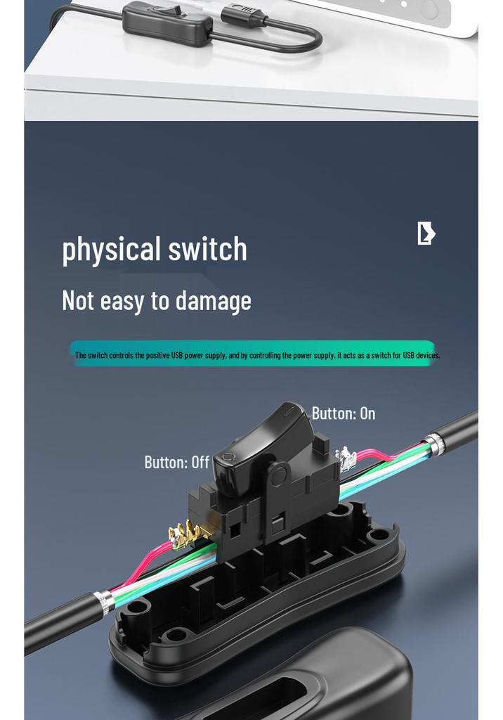 Futa USB 3.0 Extension Cable with Switch, Male To Female for Small Fan, Desk Lamp, Dashcam, or Data Power Supply, 90cm