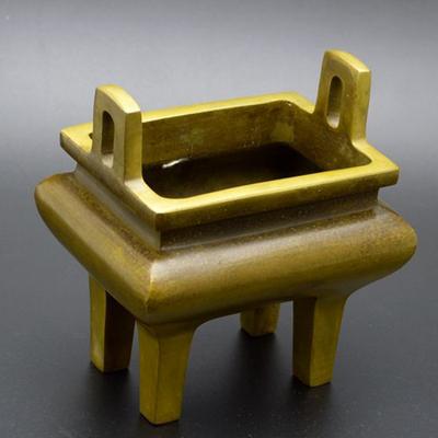 Quadratische Heimdekoration Kleine Xuande-Schale Alter Bronze-Brenner Buddhistische Räucherzubehör-Ornamente