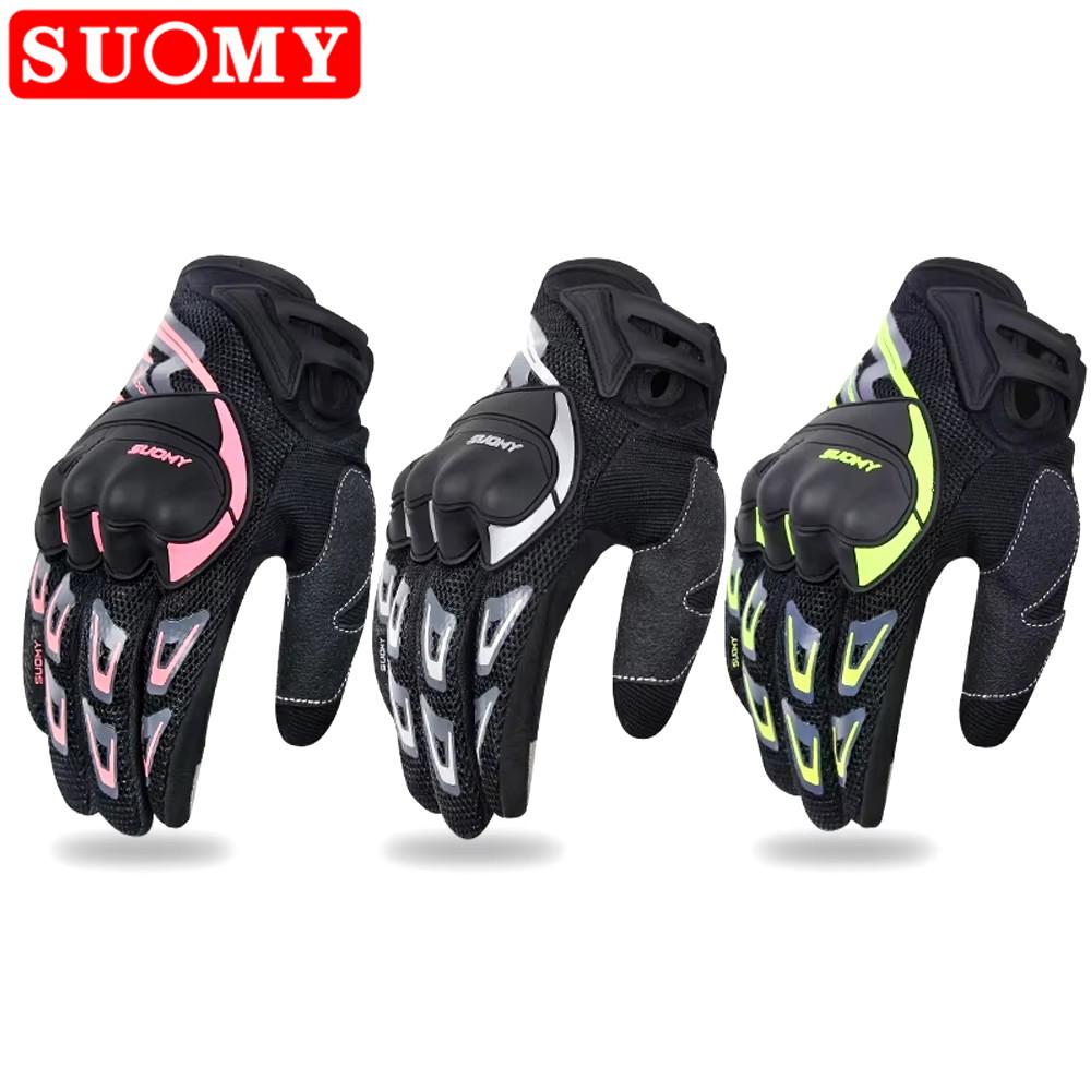Suomy New Breathable Motorcycle Gloves Summer Full Finger Moto Racing Gloves Touch Screen Motorcycle Motocross Men Plus Size XXL