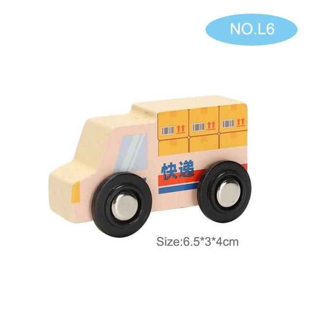 Small Wooden Scene Car Toys Magnetic Train Toy Truck Fit All Kinds Wooden Railway Train Track Children Gifts