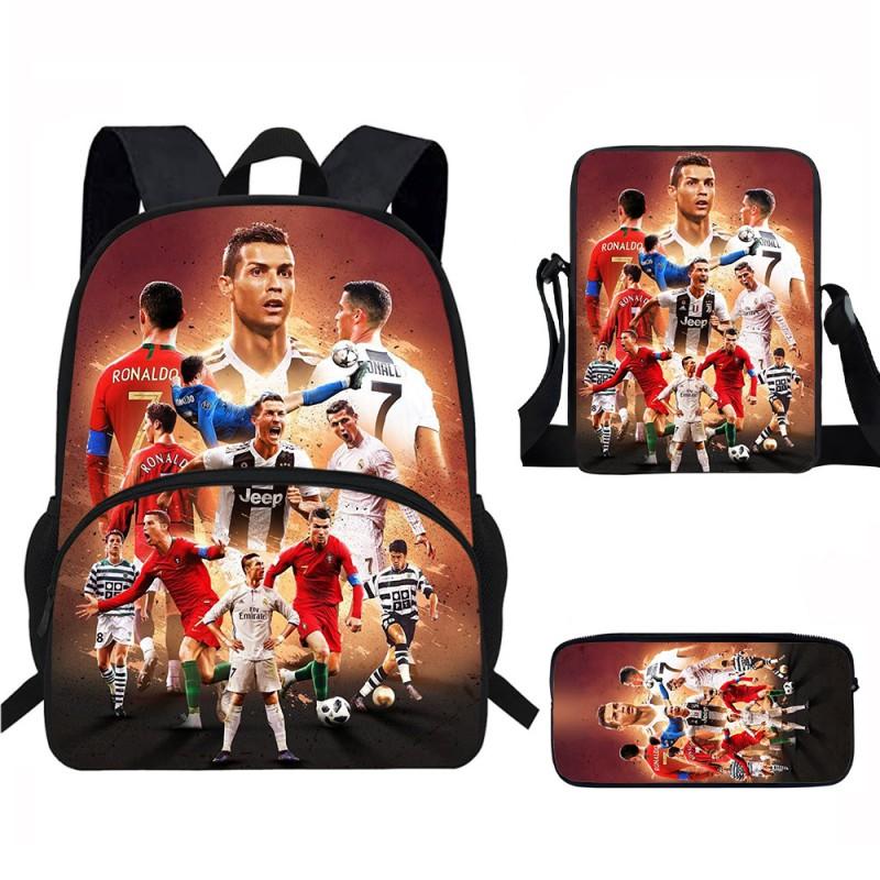 Set Zaino Scolastico CR7 per Bambini Tessuto Oxford Borsa a Doppio Scomparto con Tasca Frontale Astuccio Tracolla Ergonomico Dorsale