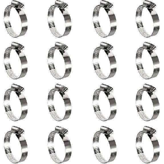 25 Pack Stainless Steel Hose Clamps, 1/4 Inch To 1/2 Inch Worm Gear Metal Hose Clamps for Pipe, Dryer Repair, Tubing and Fuel Line