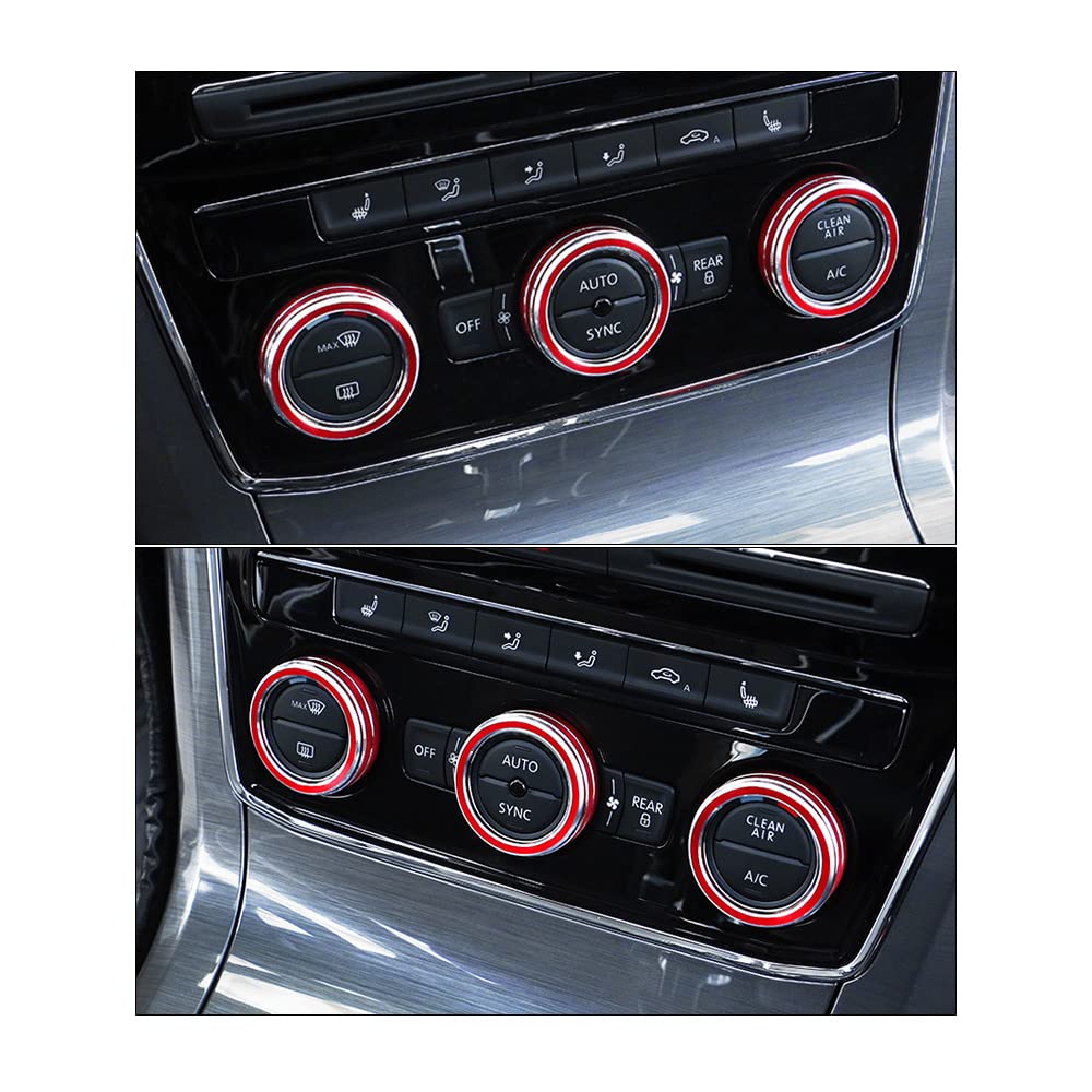 

LECART 3 шт. Накладки на ручки кондиционера подходят для Volkswagen VW Tiguan L CC Passat B7 B8 T-ROC, отделка накладок на ручки регулировки громкости радио и кондиционера на центральной консоли, алюминий