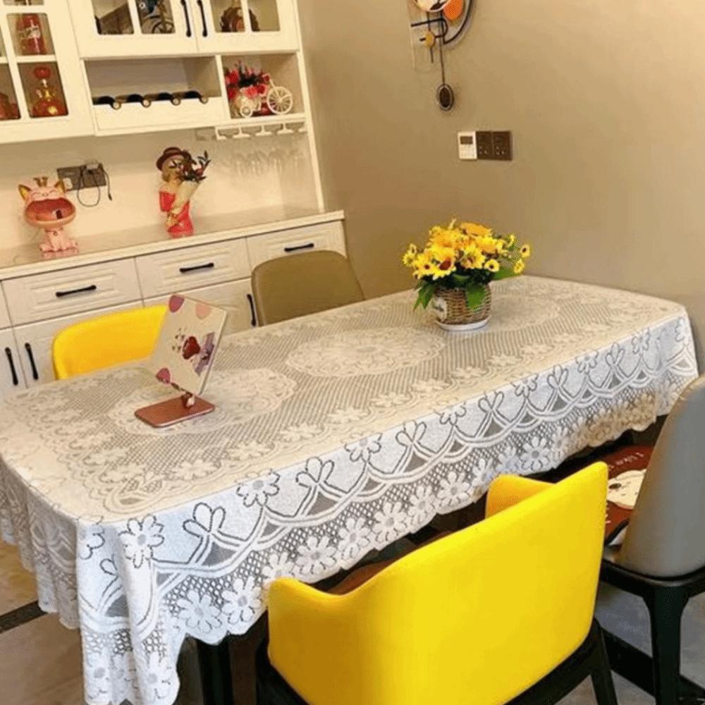 French Pastoral Style Floral Lace Tablecloth Hollow Three-dimensional Relief Tea Table Tablecloth Thickened Rectangular