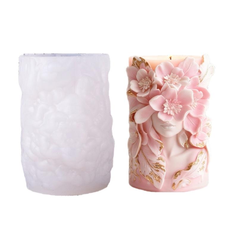 Silicone Flower Goddess Candle Mould Featuring Florals Butterfly Embossed Designs For Crafting 1