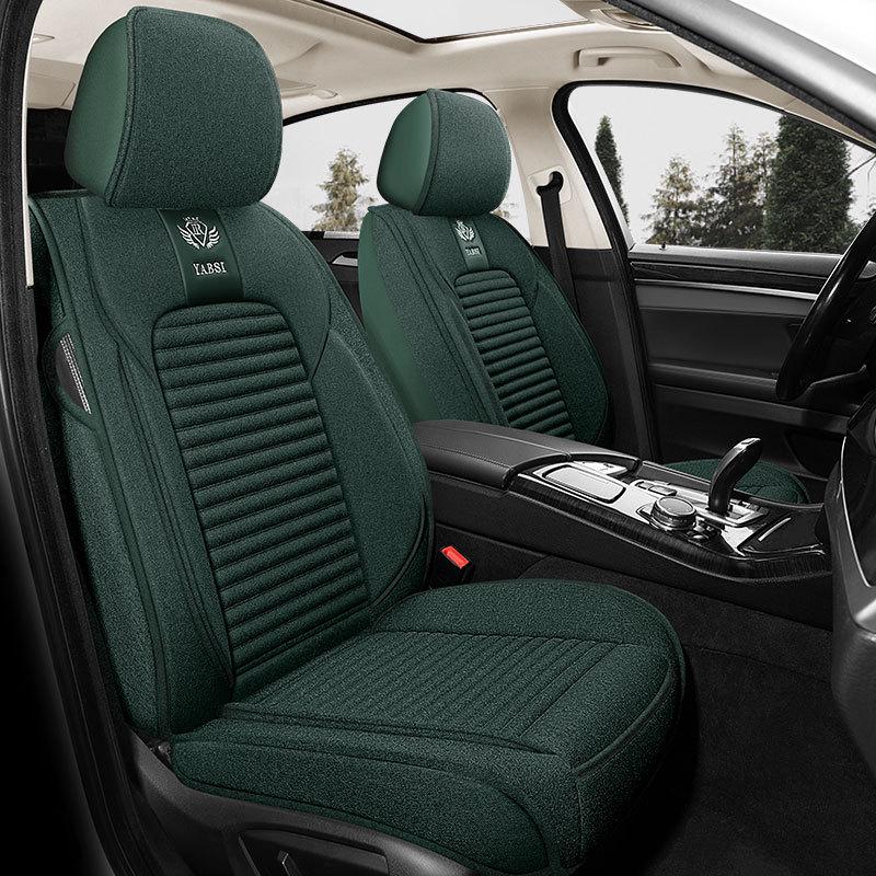 Universal Breathable Linen Seat Cover Set for Five-Seater Cars - Durable and Fully Enclosed