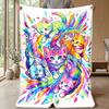 Rainbow Kitten Fantasy Theme Blanket Lightweight Warm Flannel Blanket Decorative Throw Blanket for Home Decoration