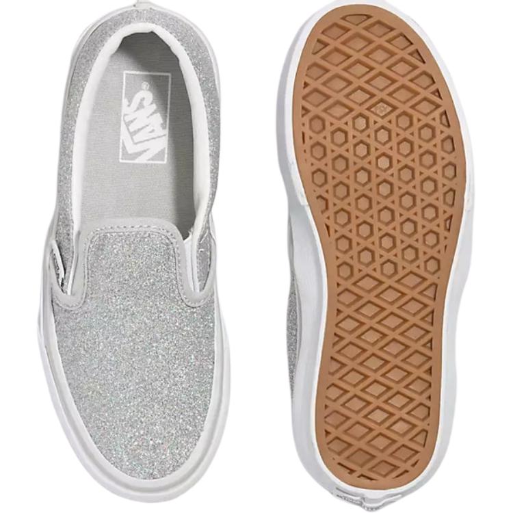 Vans Classic Slip-On V Kids Glitter - Silver Kids Sneakers True-White VN0A5KXMX1K
