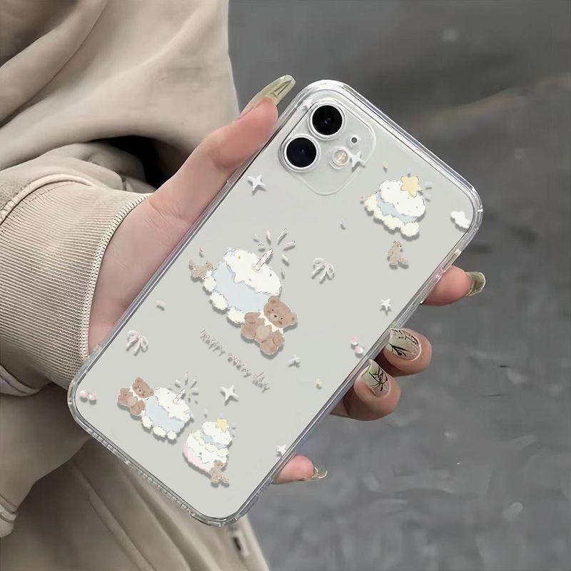 

Korean Style Cartoon Bear Candle Sweetheart Cake Soft Case for Apple 13-17/16 Pro Max Apple 15