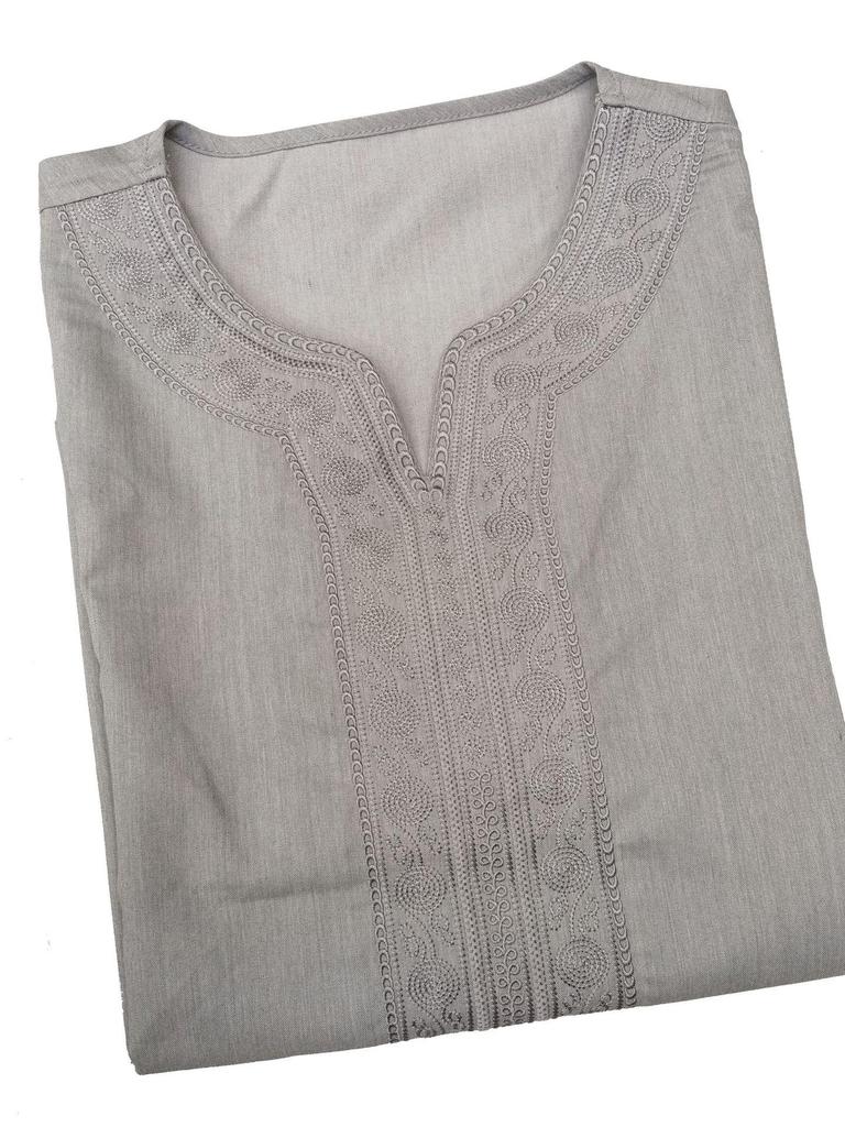 2025 Men's Middle Eastern Embroidered Mid-Sleeve Moroccan Robe