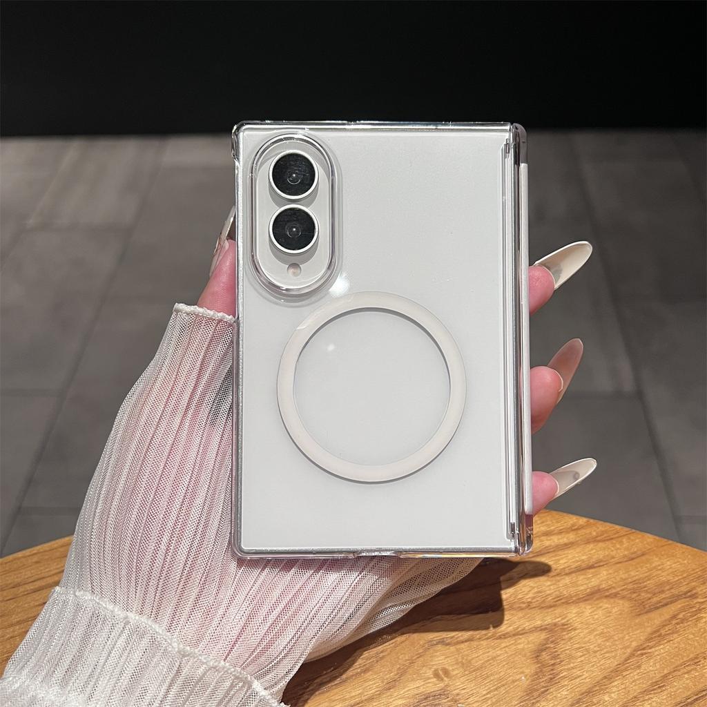 Frosted Hinge Protection for Magsafe Case for Samsung Galaxy Z Fold 8 Ultra 7 6 5 4 Fold8 Wide Clear Black Magnetic Phone Cover