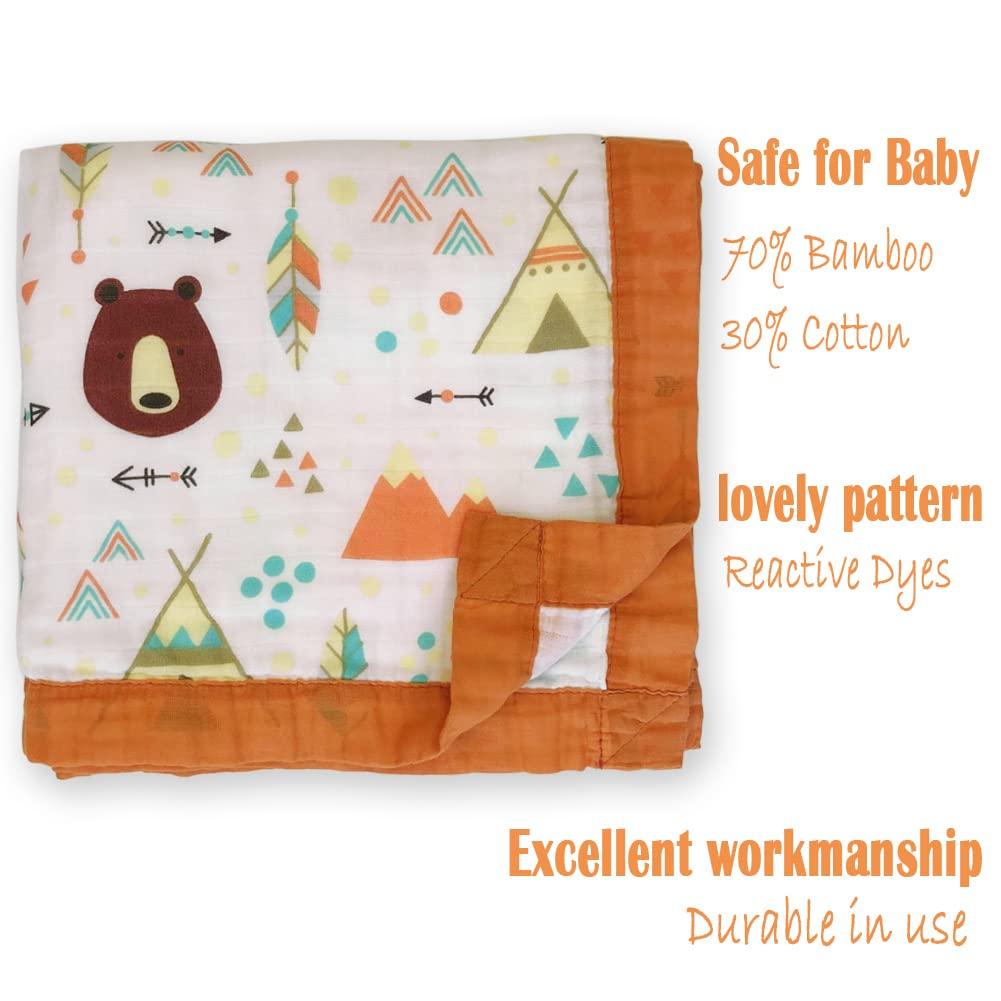 Soft Gauze Baby Crib Nursing Gauze Bath Birthday Suitable for Sensitive Skin 4 Layers Bamboo Cotton 110cm 115cm Quilt, Cover, Shawl, Towel,