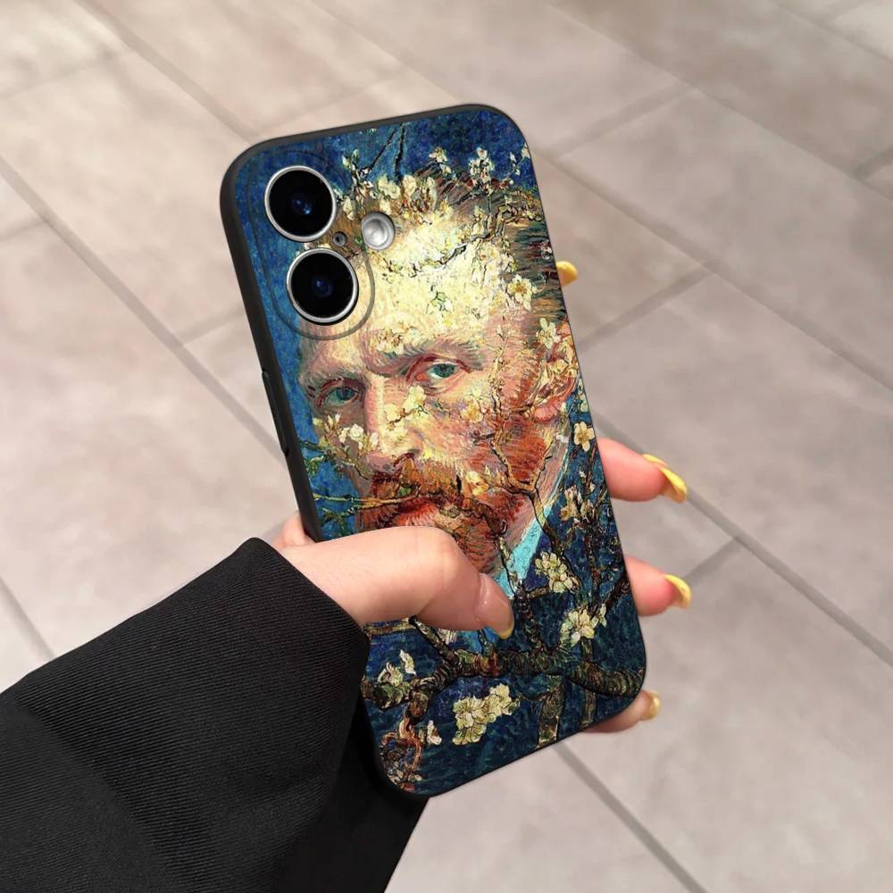 Retro Van Gogh Oil Paint Black TPU Phone Case Fashion For iphone17 Air 16 15 14 13 12 Pro 11 Pro Max Plus Protective Case