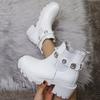 Foreign Trade New Large Size Color Printed Short Boots Women's High Heel 2025 Autumn and Winter European and American Rhinestone Thick Heel Martin Boo