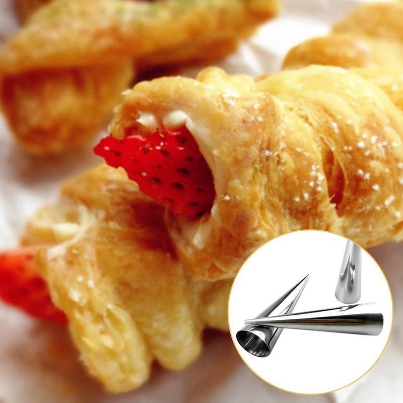 Hot Sale 3pcs / Lot Baking Cones Stainless Steel Spiral Croissant Tubes Horn Bread Pastry Making Cake Mold Baking Supplies