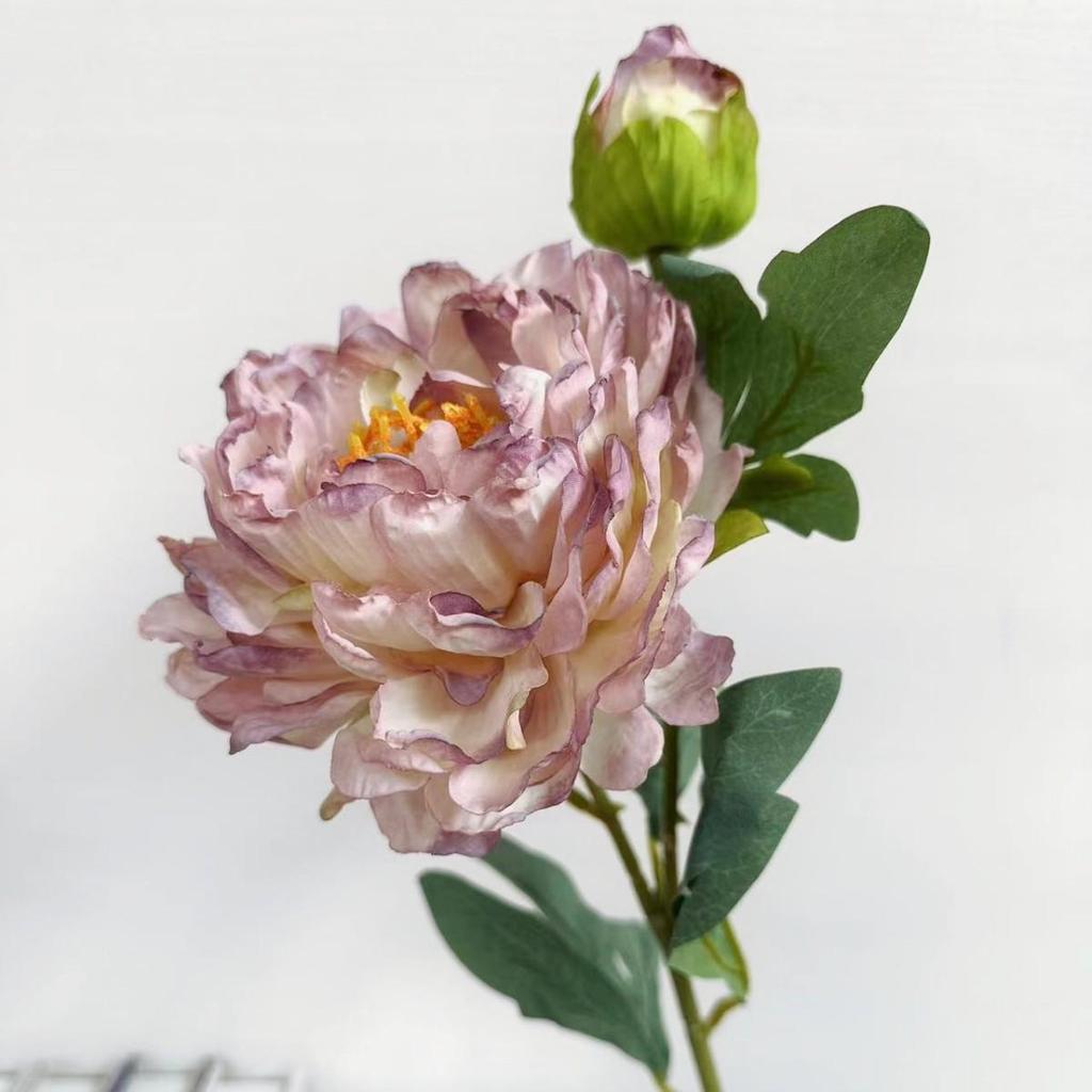 Artificial Peony Flower Head with Scorched Edge - Rich Peony Bouquet for Living Room Decoration