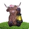 Highland Cow Garden Decor Realistic Highland Bull Animal Light Realistic Solar Powered Resin Statue For Bedroom Desk Apartment