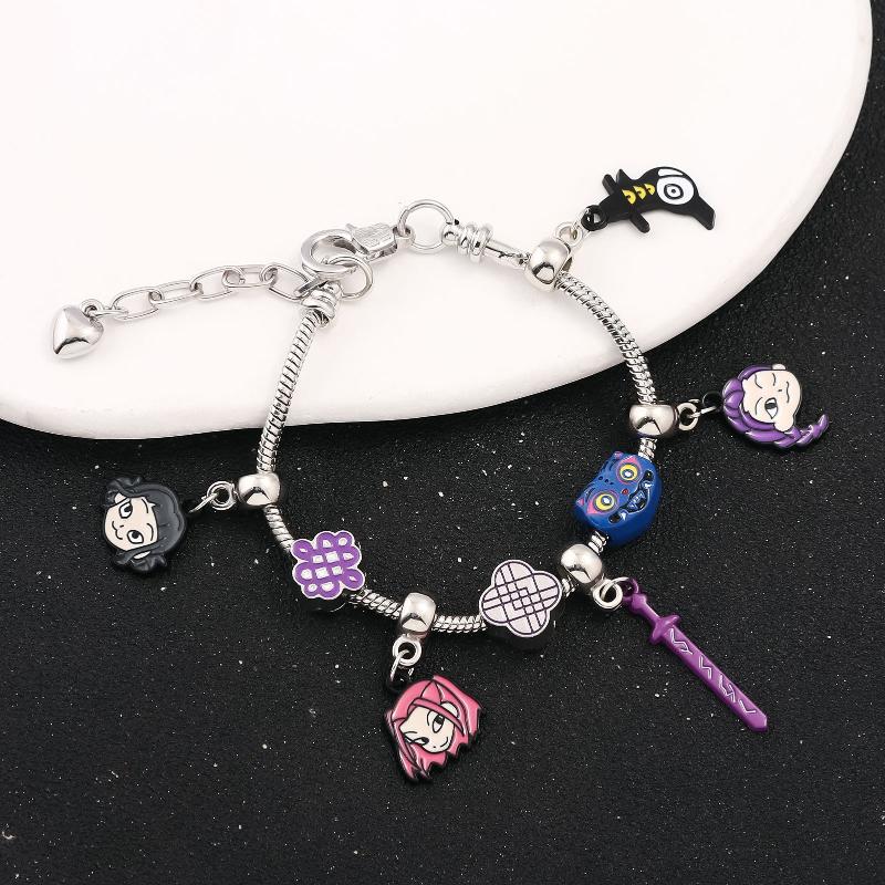 Demon Hunters Rumi Zoey Mira Crow Beaded Charms Bracelet Women Fashion Accessories Girl Cute Anime Adjustable Chain Bangle