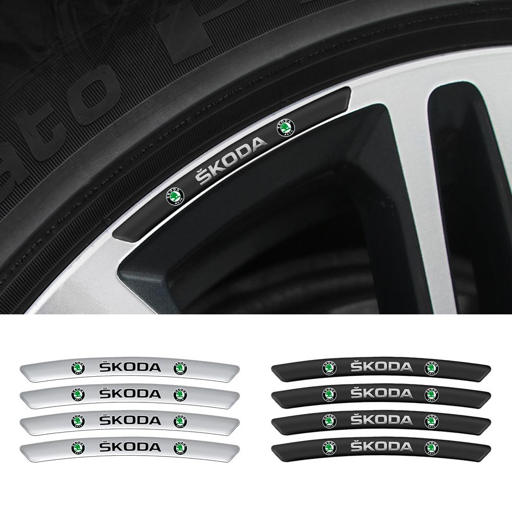 HGC2 4ks Samolepky s emblémem středového krytu kola auta Zakřivené samolepky na ráfky Pro Skoda Octavia 3 2 A5 A7 MK3 MK2 Kodiaq Superb Fabia Příslušenství