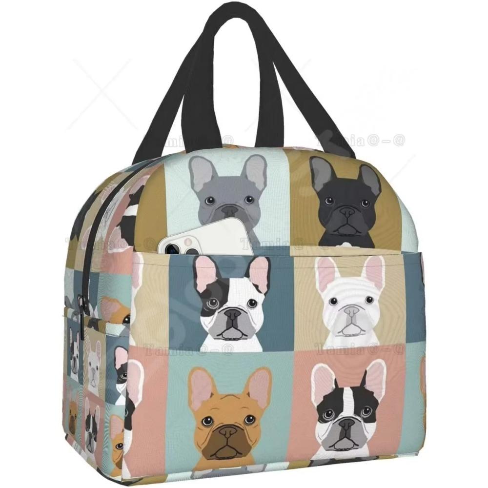 French Bulldogs Dog Insulated Lunch Bag for Women Men and Kids Large and Reusable Handle Freezable Work School Travel Tote Bags