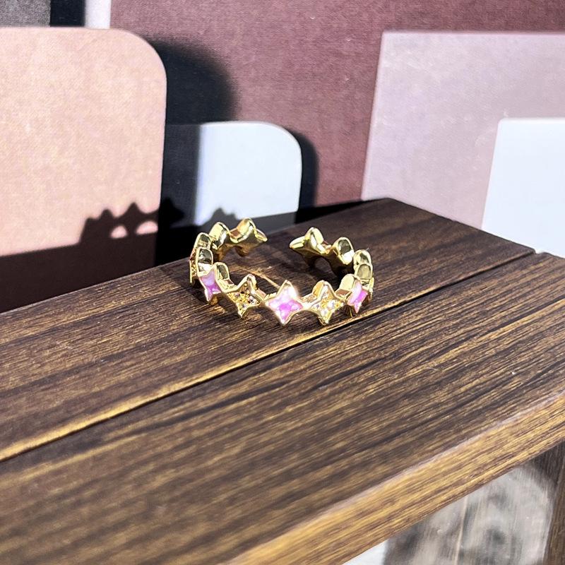 2026 Sweet and Cool Colorful Drip Glaze Temperament Court Style Retro Ring Female Flower Niche Ring