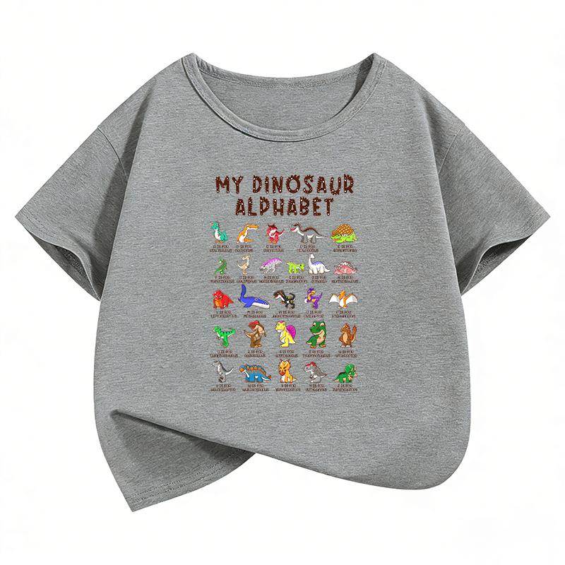 T-Shirt Lustiges Tier Dinosaurier Aufdruck T-Shirt Mädchen Sommer Manga Kurzarm Oberteile T-Shirts Niedliche Jungen Kleidung