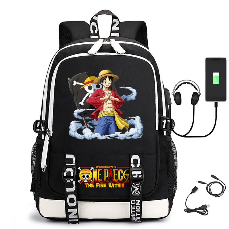 Hot-selling ONE PIECE Luffy backpack usb charging large capacity bag