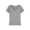Retro V-Neck Short Sleeve T-Shirt - Women's Spring/Summer Basic Slim Mid-Length Top