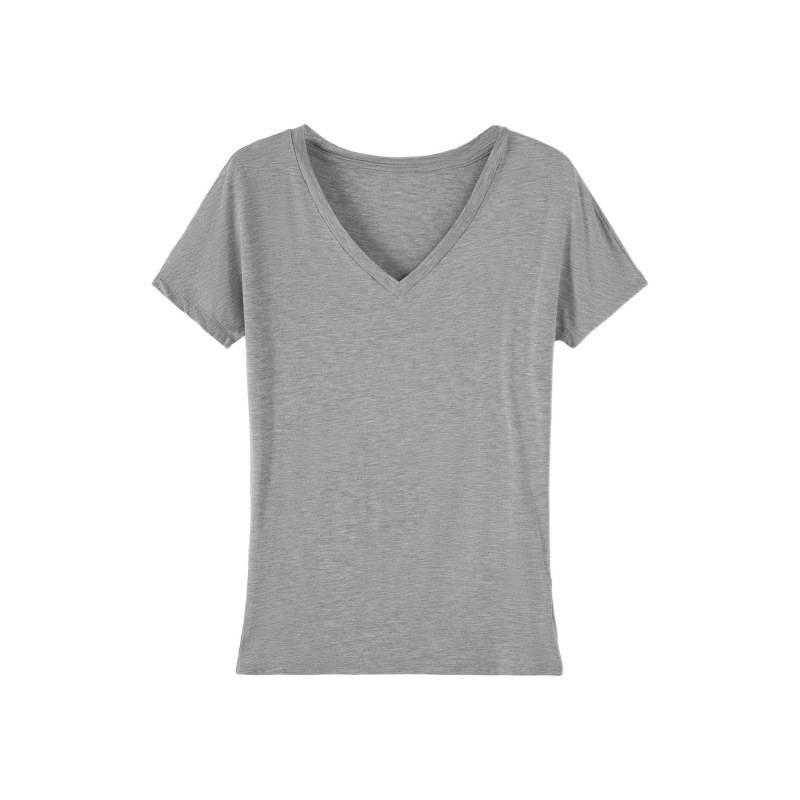 Retro V-Neck Short Sleeve T-Shirt - Women's Spring/Summer Basic Slim Mid-Length Top