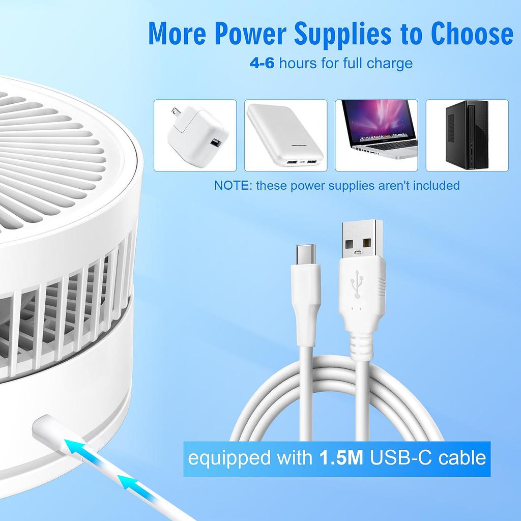 Folding Portable Fan USB Rechargeable Remote Control Air Cooler Silent Rechargeable Wireless Floor Standing Fan for Camping Desk